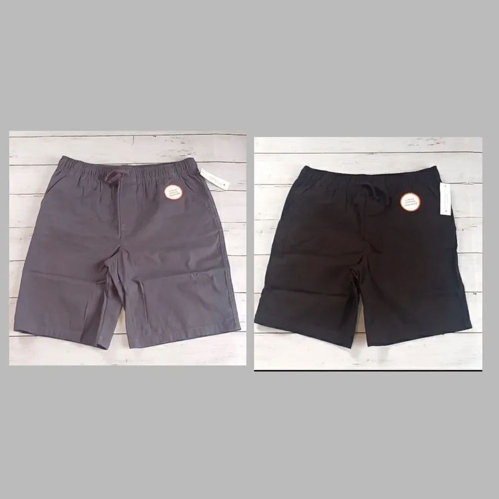 Boys Gray & Black Pull-on Shorts School Uniform Approved 2-Pack Size XL 14/16